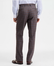 Tayion Mens Classic fit Dress Pants 42 / 32 Brown Plaid Stretch