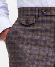 Tayion Mens Classic fit Dress Pants 42 / 32 Brown Plaid Stretch