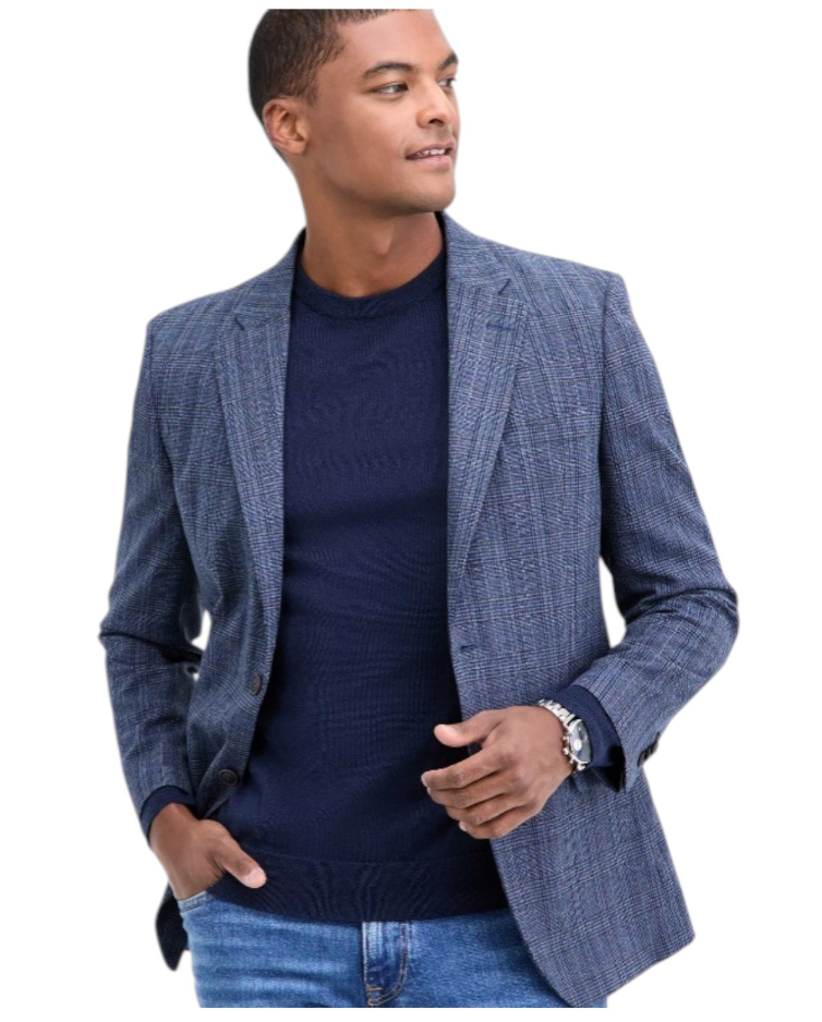 Nautica Mens Modern fit Suit Jacket Blazer 42 S Multi  Blue Plaid Stretch