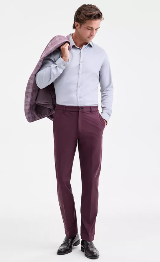 Michael Kors Mens Classic fit Dress Pants 38 / 30 Berry Red Solid Stretch
