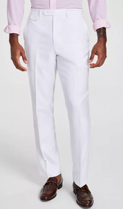 Tayion Mens Classic fit Dress Pants 36 / 34 White Solid Stretch