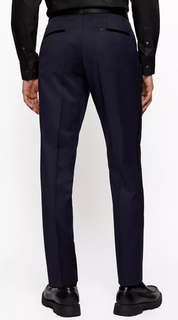 Hugo Boss Mens Slim fit Tuxedo Pants 32 / 32 Navy Blue Solid