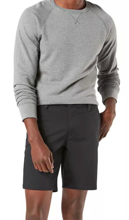Dockers Mens Regular fit Casual Shorts 34 Grey Solid Stretch