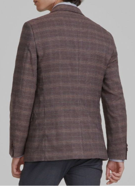 Vince Camuto Mens Slim fit Sport Coat Blazer 42 R Brown Plaid Stretch