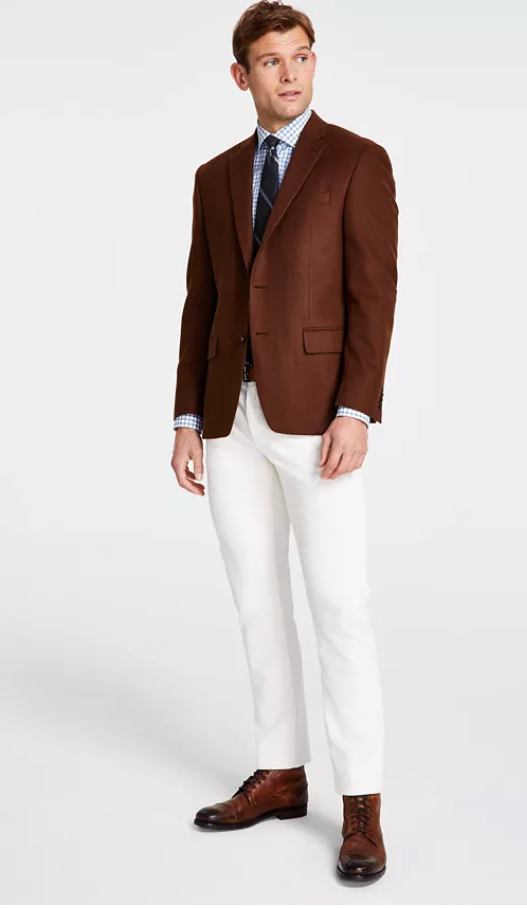 Michael Kors Mens Classic fit Wool Sport Coat Blazer 52 R Brown Solid