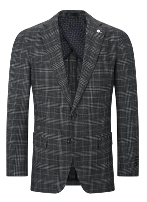 Tom Baine Mens Slim fit Sport Coat Blazer Large Black Plaid Stretch