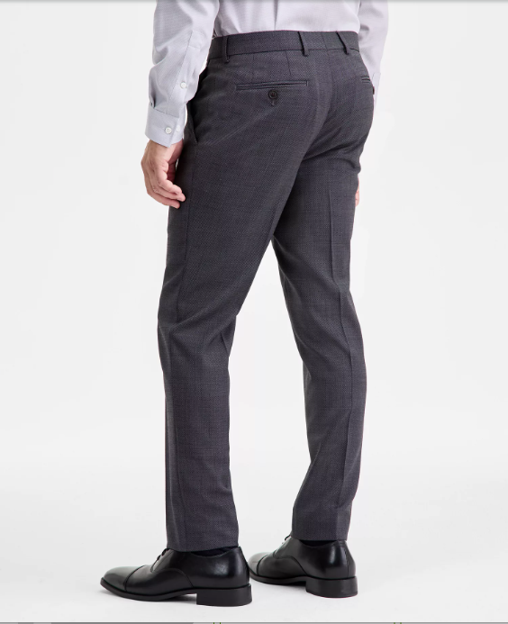 Ted Baker Mens Modern fit Dress Pants 34 / 34 Charcoal Grey Solid Stretch