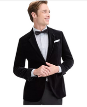 Hugo Boss Mens Slim fit Velvet Sport Coat Blazer 38 L Black Solid Stretch