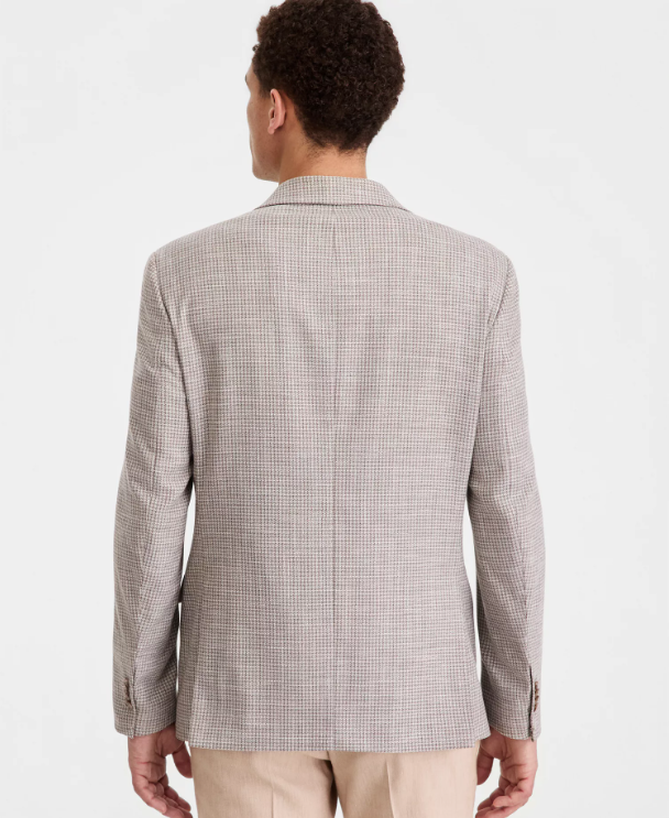 Tommy Hilfiger Mens Modern fit Suit Jacket Blazer 46 S Beige Check Stretch