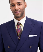 Tayion Mens Classic fit Double Breasted Suit Jacket Blazer 42 S Navy Blue