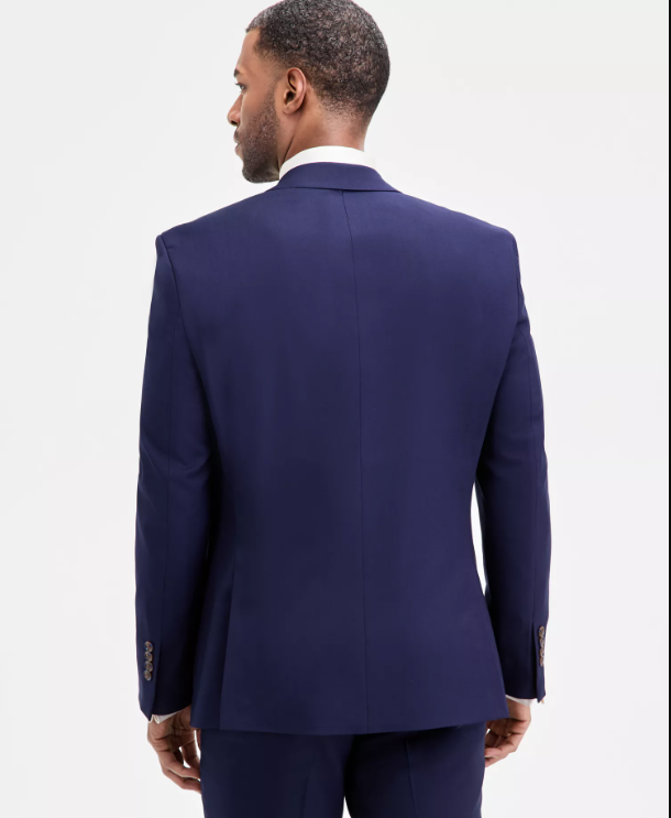 Tayion Mens Classic fit Double Breasted Suit Jacket Blazer 42 S Navy Blue