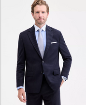 Michael Kors Mens Classic fit Suit Jacket Blazer 48 R Navy Blue Striped Stretch