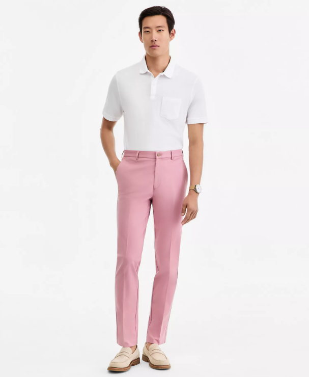 Michael Kors Mens Classic fit Dress Pants 32 / 30 Pink Solid Stretch
