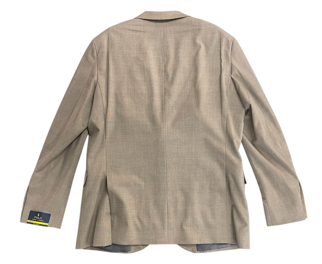 Polo Ralph Lauren Mens Modern fit Sport Coat Blazer 44 L Beige Plaid Stretch