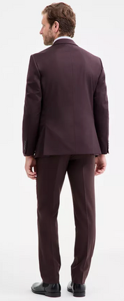 Calvin Klein Mens Slim fit Suit Jacket Blazer 48 R Burgundy Red Solid Stretch