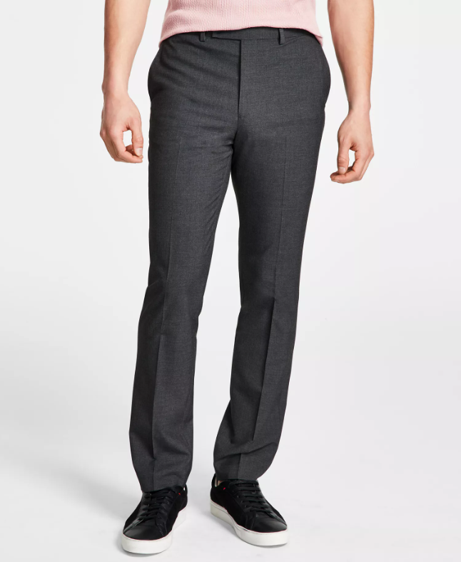 DKNY Mens Regular fit Dress Pants 32 / 30 Charcoal Grey Solid