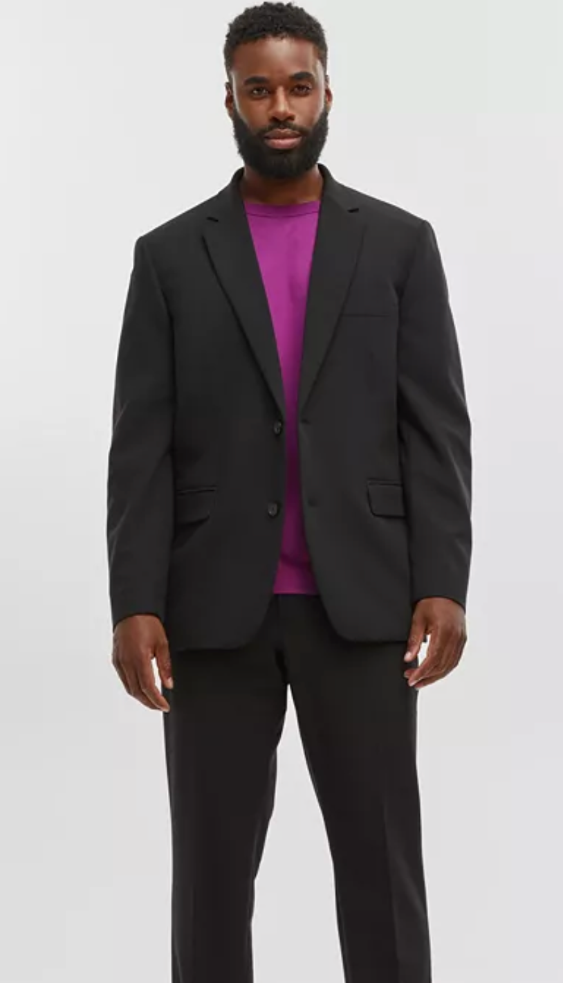 Mode of One Mens Slim fit Suit Jacket Blazer L L Black Solid Stretch