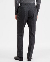 Tayion Collection Mens Classic fit Dress Pants 44 / 30 Charcoal Grey Check Stretch