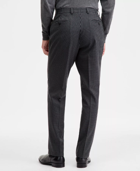 Tayion Collection Mens Classic fit Dress Pants 44 / 30 Charcoal Grey Check Stretch