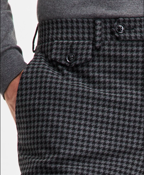 Tayion Collection Mens Classic fit Dress Pants 44 / 30 Charcoal Grey Check Stretch