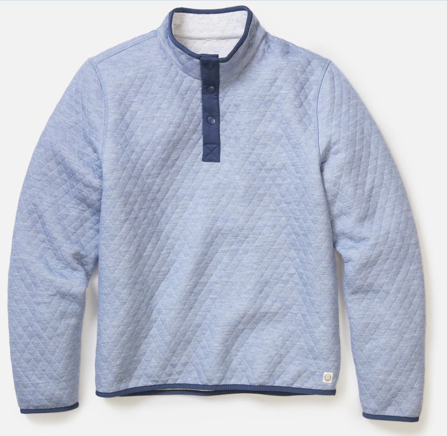 Marine Layer Men Regular fit Long Sleeve Henley Sweater Medium Blue Geometric