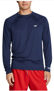 Speedo Mens Regular fit Long Sleeve UPF Sun Shirt XXL Navy Blue