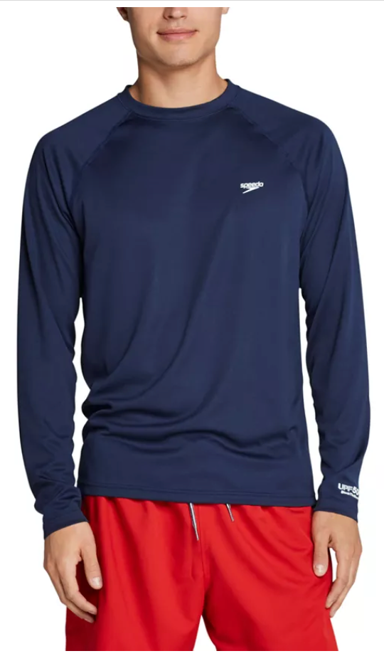 Speedo Mens Regular fit Long Sleeve UPF Sun Shirt XXL Navy Blue