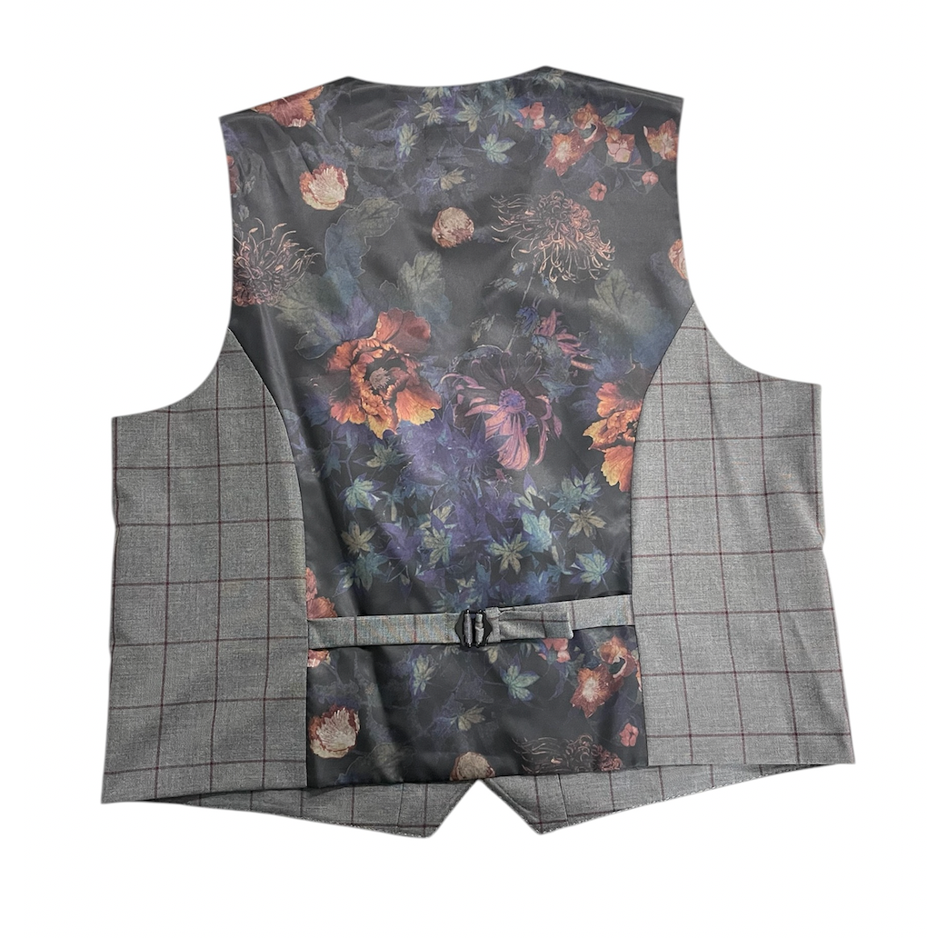 Tayion Mens Classic fit Double Breasted Button-Up Suit Vest XL Mid Grey Plaid