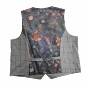 Tayion Mens Classic fit Double Breasted Button-Up Suit Vest XL Mid Grey Plaid