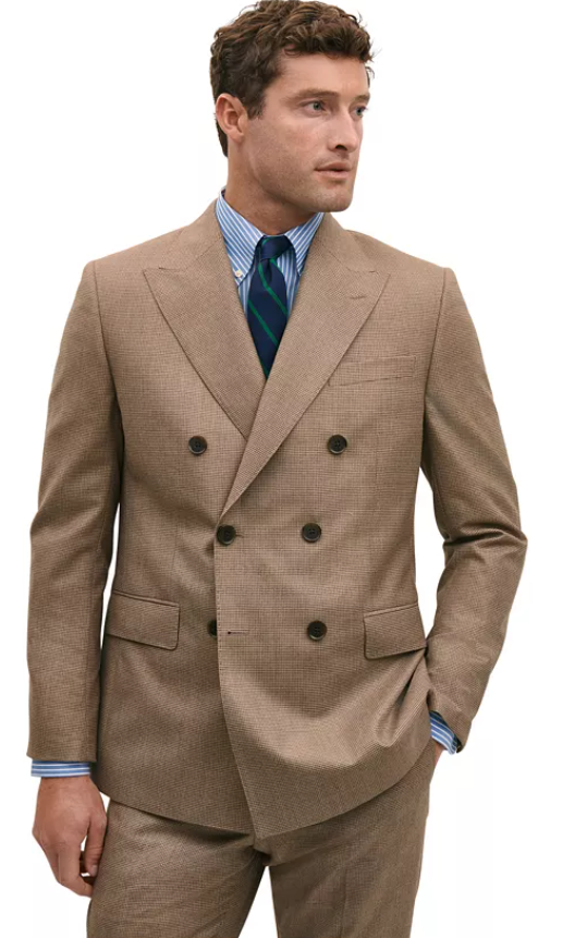 Brooks Brothers Mens Classic fit Double Breasted Sport Coat Blazer 42 L Beige