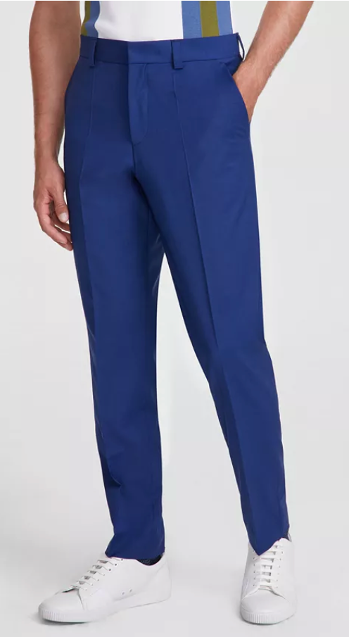 Hugo Boss Mens Modern fit Dress Pants 36 / 32 Blue Solid Stretch
