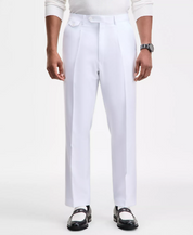 Tayion Mens Classic fit Dress Pants 38 / 30 White Solid Stretch