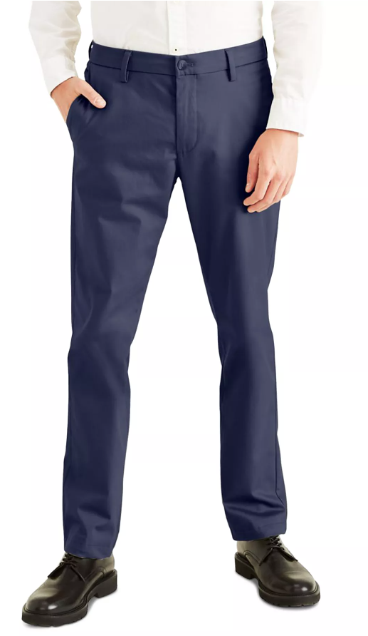 Dockers Mens Slim fit Chinos Pants 36 / 34 Blue Solid Stretch