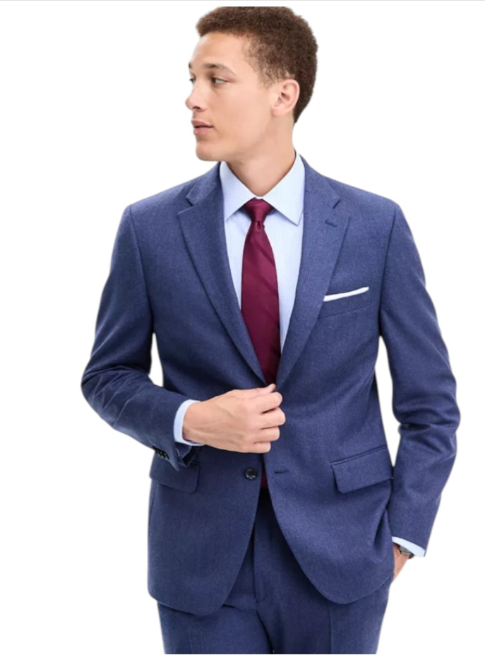 Tommy Hilfiger Mens Modern fit Sport Coat Blazer 38 S Mid Blue Solid Wool