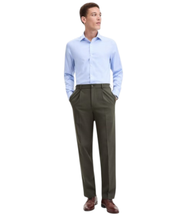 Tommy Hilfiger Mens Relaxed fit Dress Pants 36 / 30 Olive Green Solid Stretch