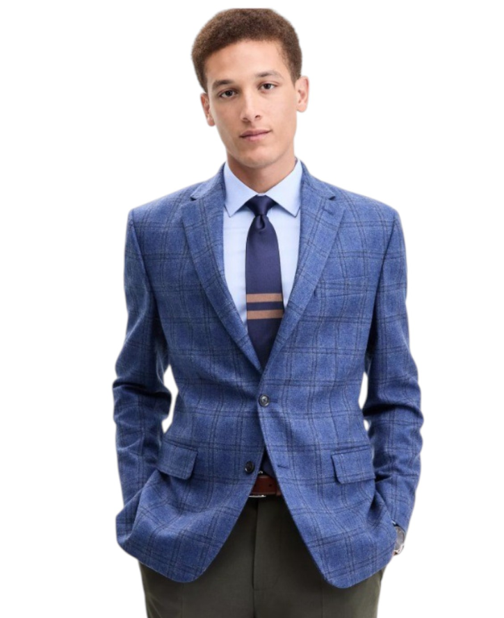 Tommy Hilfiger Mens Modern fit Sport Coat Blazer 48 R Blue Solid Stretch