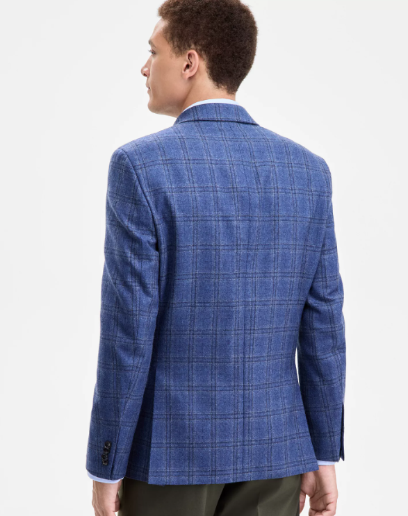 Tommy Hilfiger Mens Modern fit Sport Coat Blazer 48 R Blue Solid Stretch