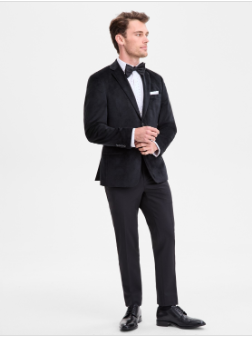 Bar Iii Mens Slim fit Velvet Sport Coat Blazer 36 S Black Solid
