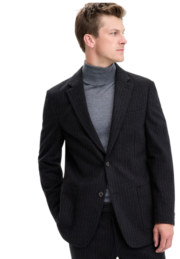 Tommy Hilfiger Mens Modern fit Sport Coat Blazer 40 R Dark Grey Striped Stretch