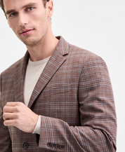 Kenneth Cole Reaction Mens Slim fit Sport Coat Blazer 38 S Brown Plaid Stretch