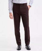 Calvin Klein Mens Slim fit Dress Pants 32 / 32 Brown Solid