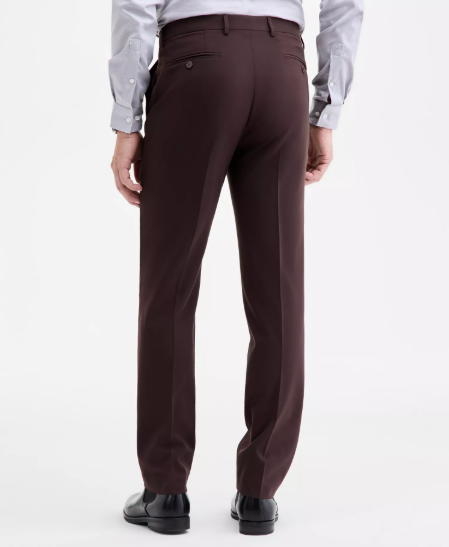 Calvin Klein Mens Slim fit Dress Pants 32 / 32 Brown Solid