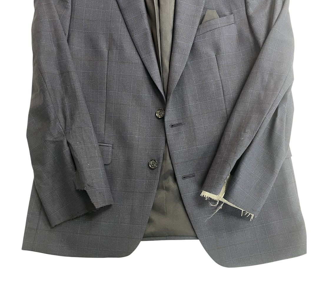 Bar Iii Mens Slim fit Suit Jacket Blazer 40 S Navy Blue Plaid