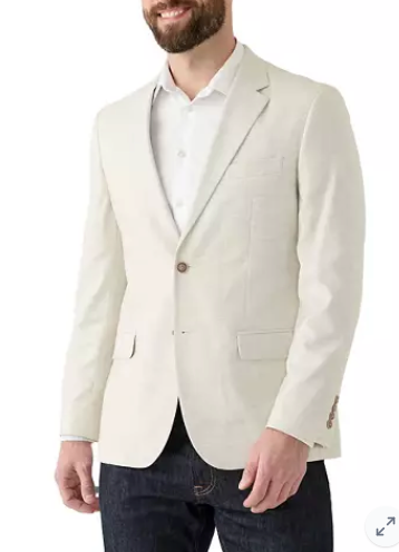 Nautica Mens Modern fit Sport Coat Blazer 42 R Beige Solid