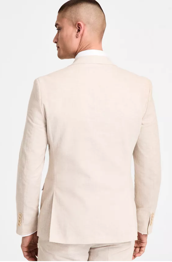 Bar Iii Mens Slim fit Suit Jacket Blazer 40 L Beige Solid
