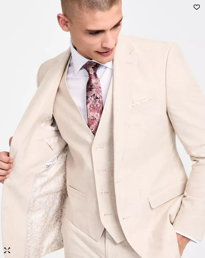 Bar Iii Mens Slim fit Suit Jacket Blazer 40 L Beige Solid