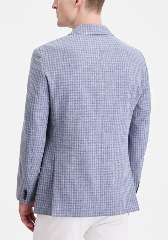 Tommy Hilfiger Mens Modern fit Suit Jacket Blazer 40 S Light Blue Check Stretch