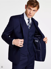 Michael Kors Mens Classic fit Suit Jacket Blazer 44 L Navy Blue Solid