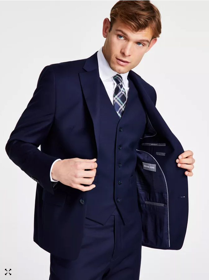 Michael Kors Mens Classic fit Suit Jacket Blazer 44 L Navy Blue Solid
