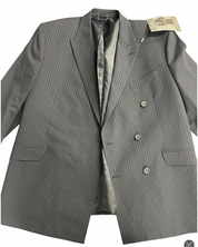 Kenneth Cole Mens Slim fit Double Breasted Suit Jacket Blazer 46 R Blue Striped